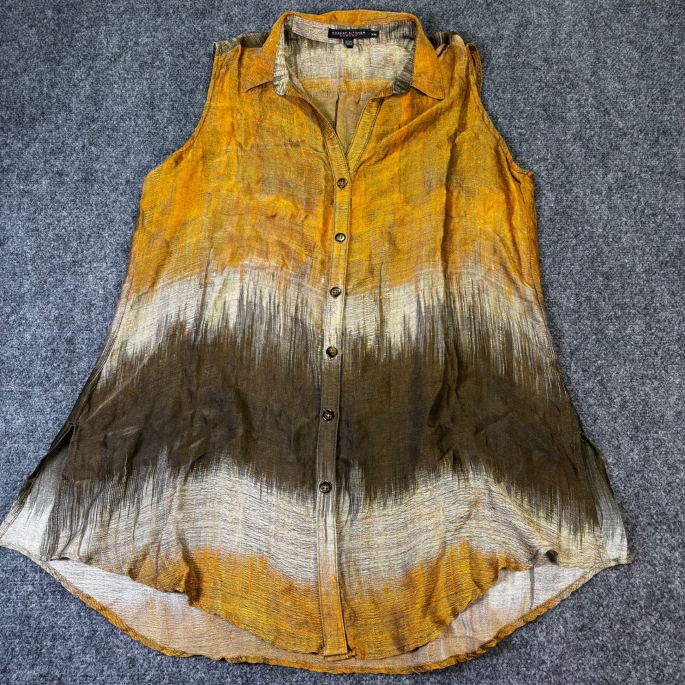 Robert Kitchen Canada Women's Sleeveless Button Up Shirt Blouse Top XXL
